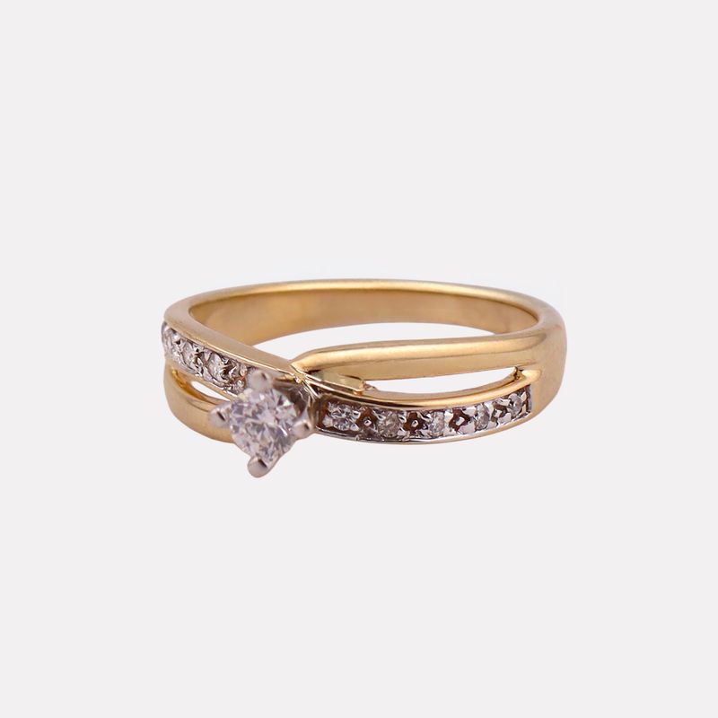 Anillo Solitario Ondas 14k 2.9g #7